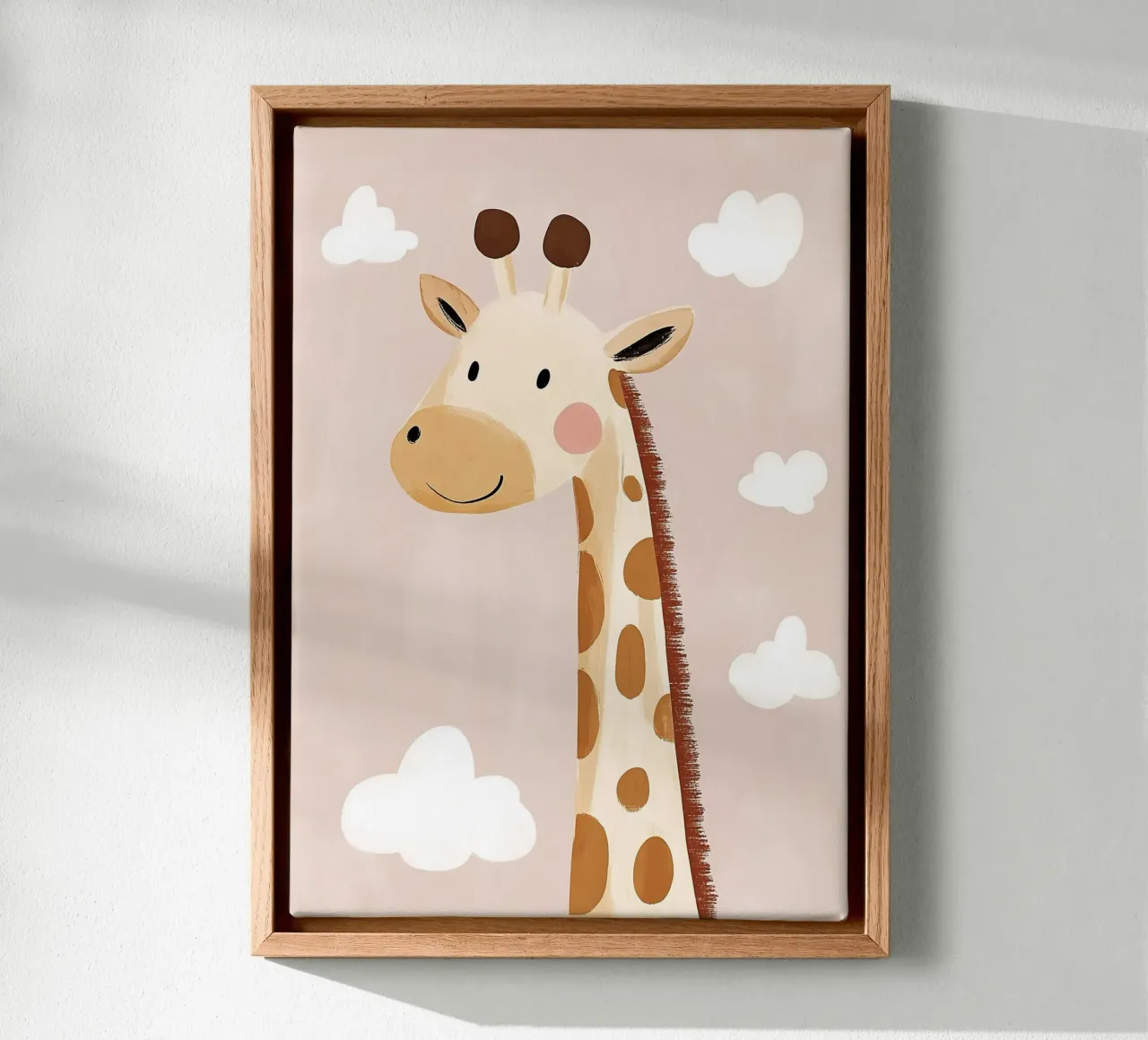 Poster con una graziosa giraffa, stampa per l'asilo nido, stampe safari per la stanza dei giochi tela con Cornice a cassetta da Little Lola