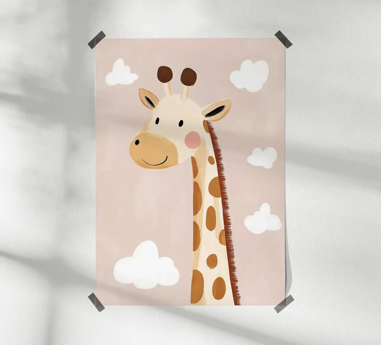 Cute Giraffe Poster, Nursery Print, Playroom Safari Prints poster by Little Lola
