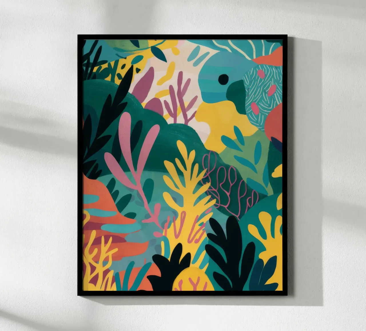 Sogno di giungla lussureggiante poster con telaio in legno da Haven Mirage