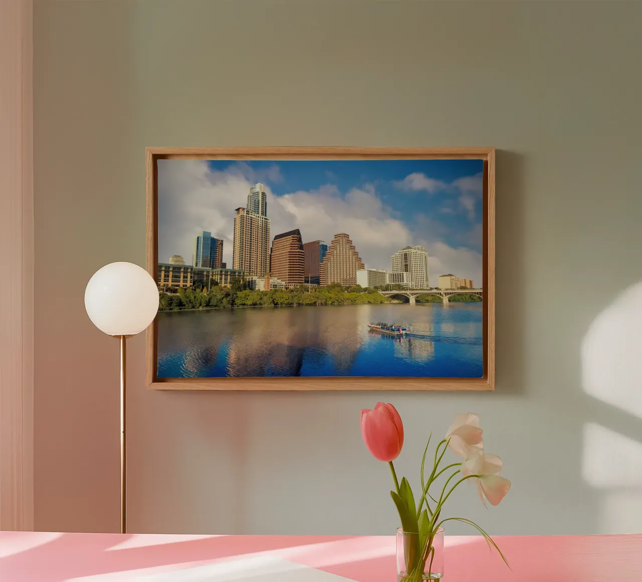 Austin, VS canvas met Baklijst van PhotoVibe Decor