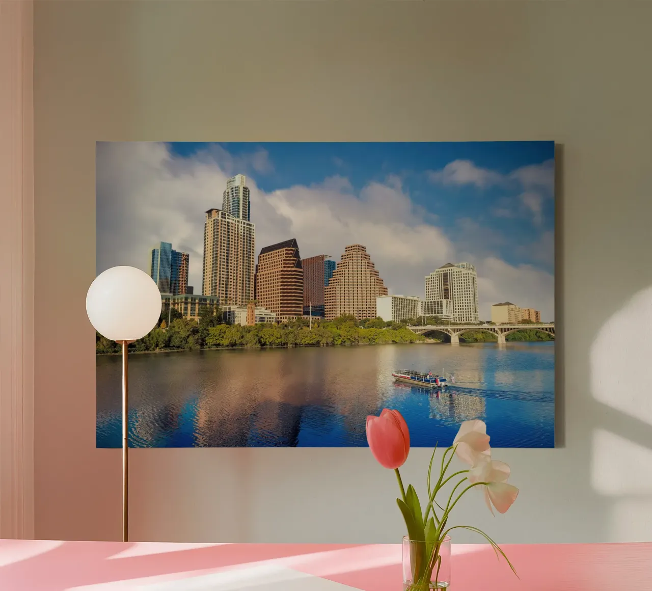 Austin, VS canvas met Baklijst van PhotoVibe Decor