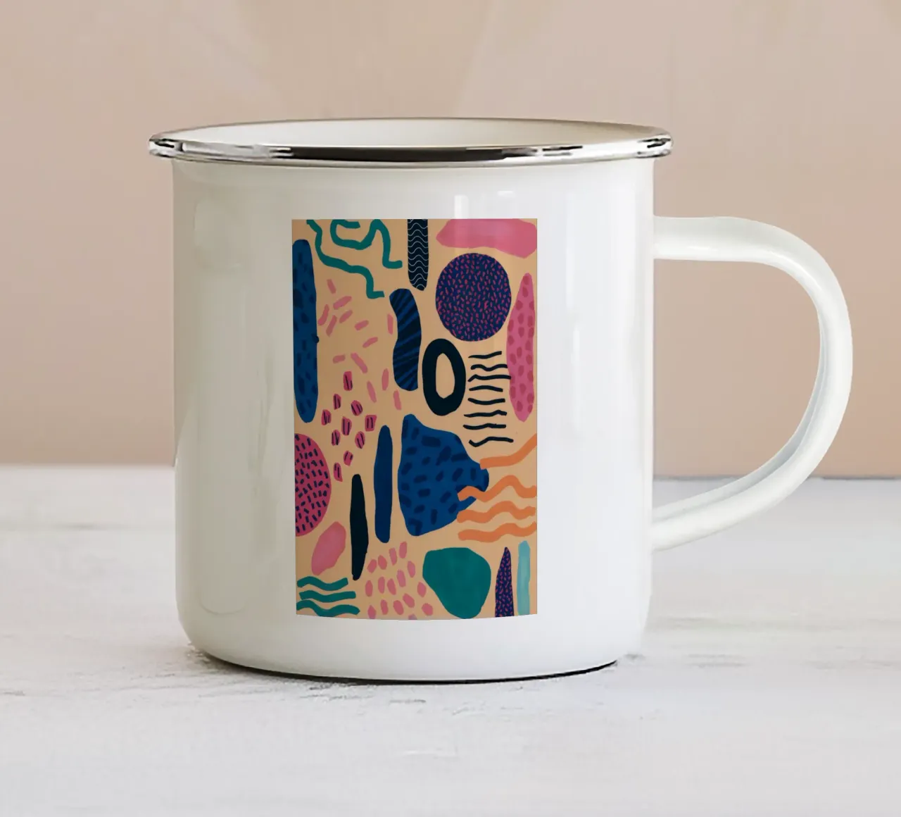 Abstract Pattern Play enamel mug by Haven Mirage