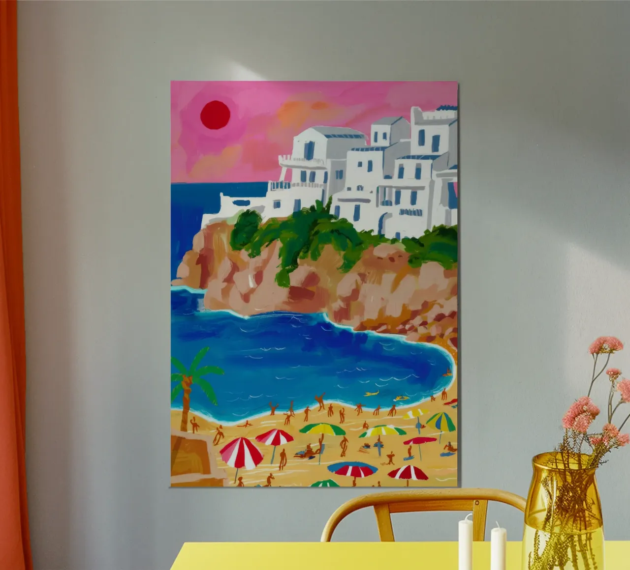 Fascino del villaggio costiero poster con telaio in legno da Haven Mirage
