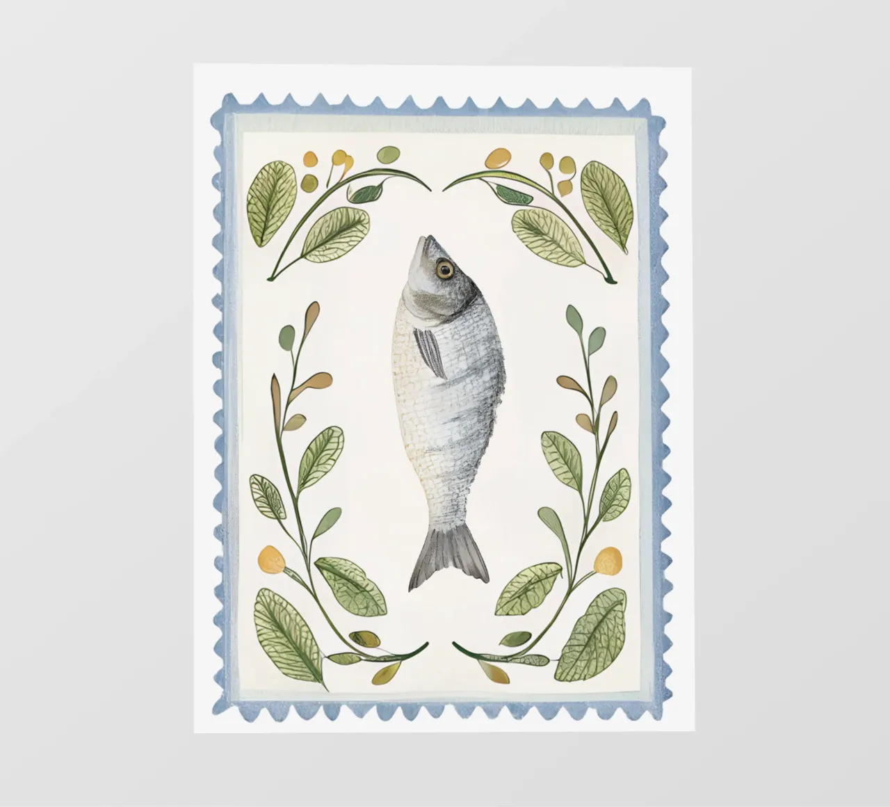 Italian Theme Poster, Italy Wall Art, Fish Kitchen Print photo wallpaper by DolceVita