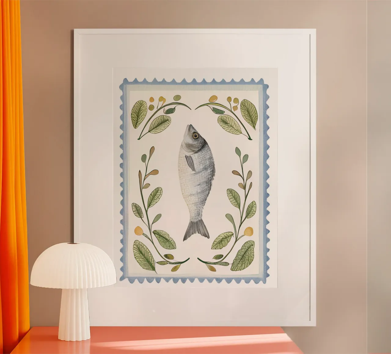 Italian Theme Poster, Italy Wall Art, Fish Kitchen Print poster with plastic frame by DolceVita