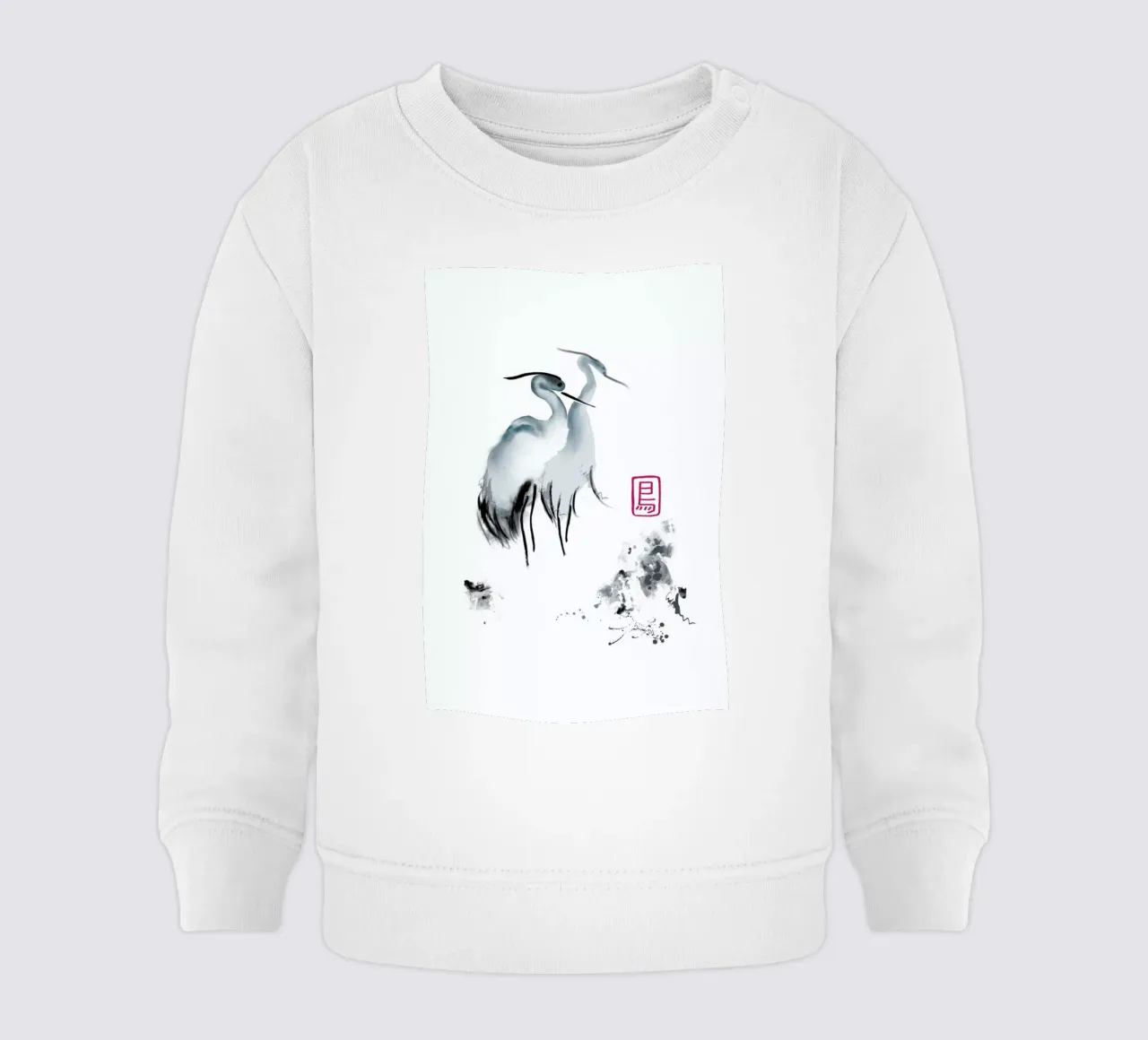Cranes Of Mist II felpa neonato da Flora & Fauna