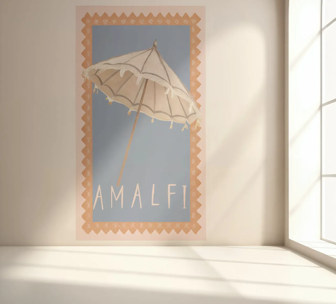 Amalfi Coast Umbrella Print, Italian Wall Art, Italy Poster photo wallpaper by DolceVita