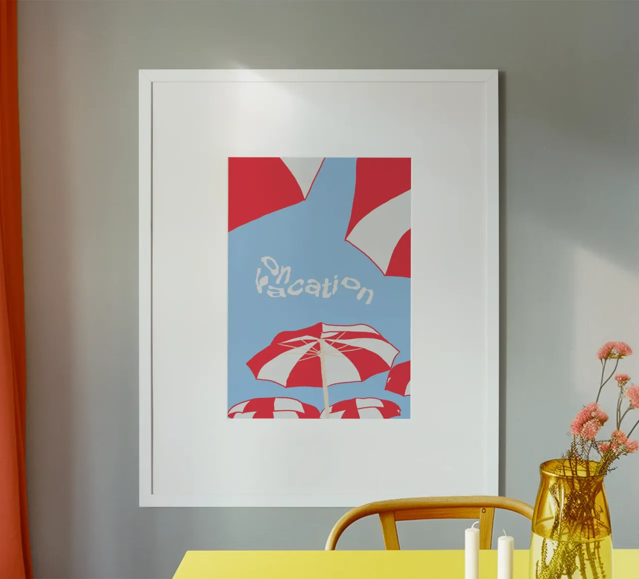 On vacation poster with wooden frame by Happy Star Club