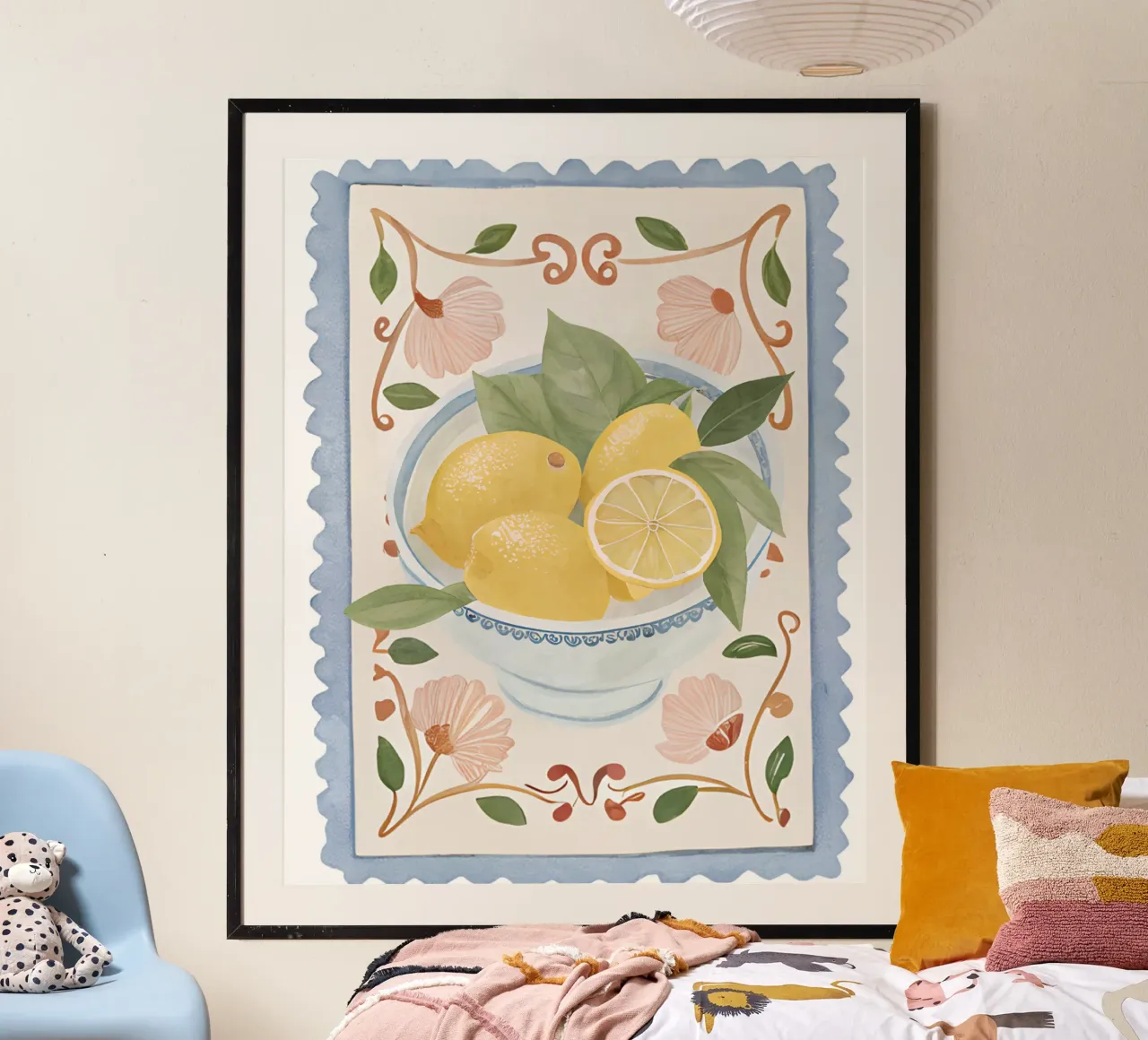 Italien Poster, Zitrone Druck, Obst Wandkunst, Amalfiküste Kunst Poster mit Holzrahmen von DolceVita