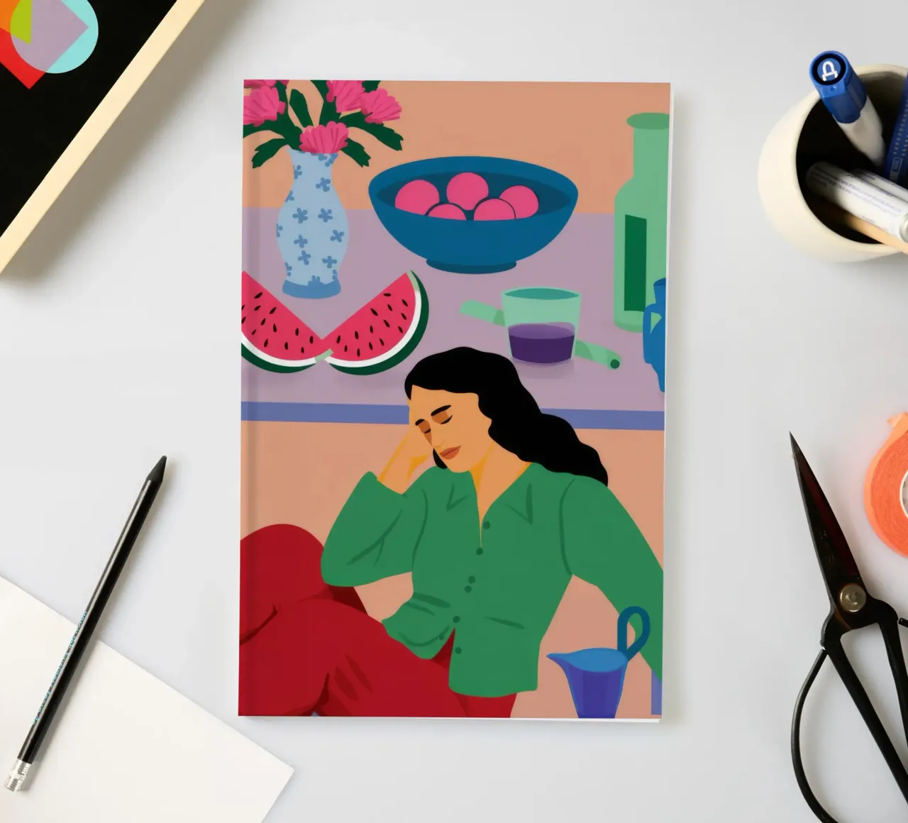 Window Lounging Muse notebook by Haven Mirage