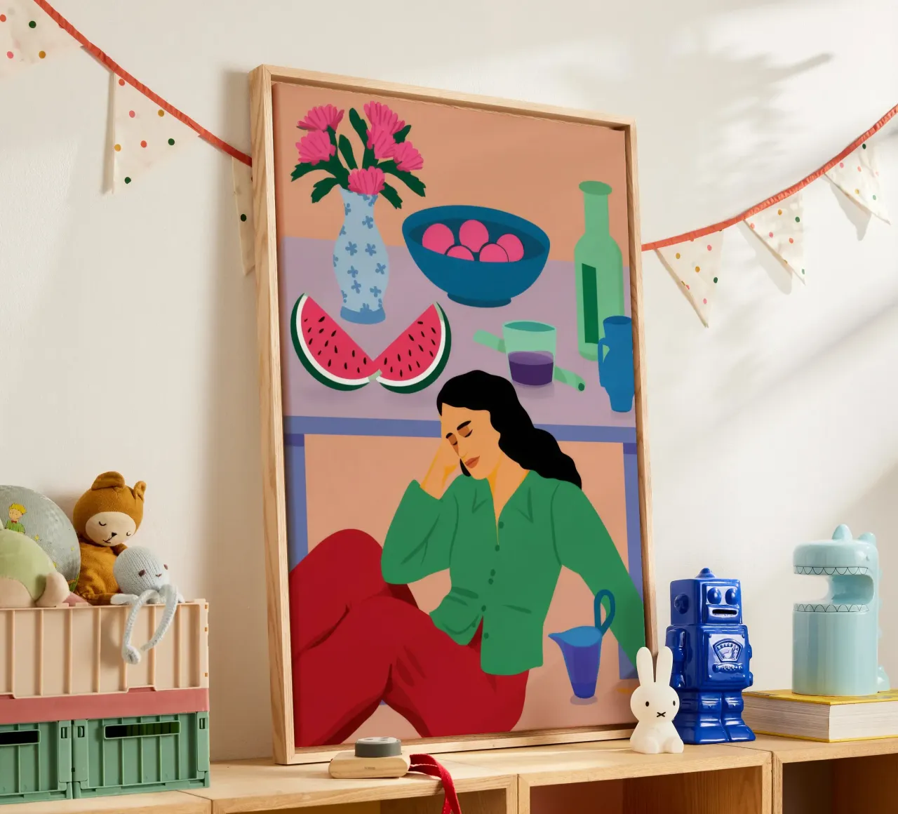 Window Lounging Muse canvas with Floater frame by Haven Mirage