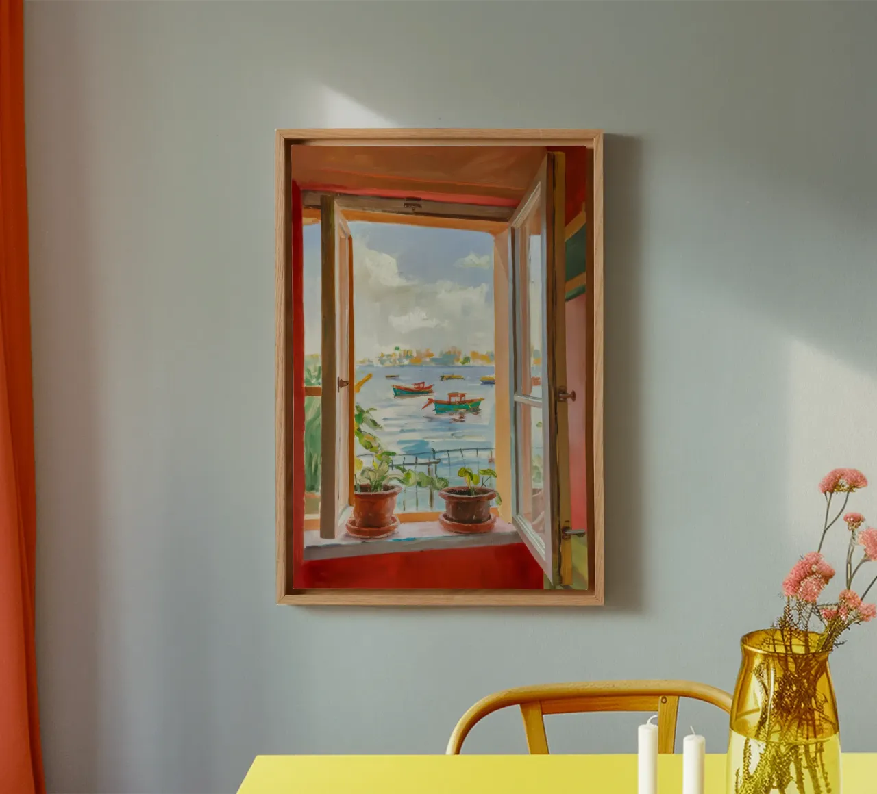 Window Seat Reverie canvas with Floater frame by Haven Mirage