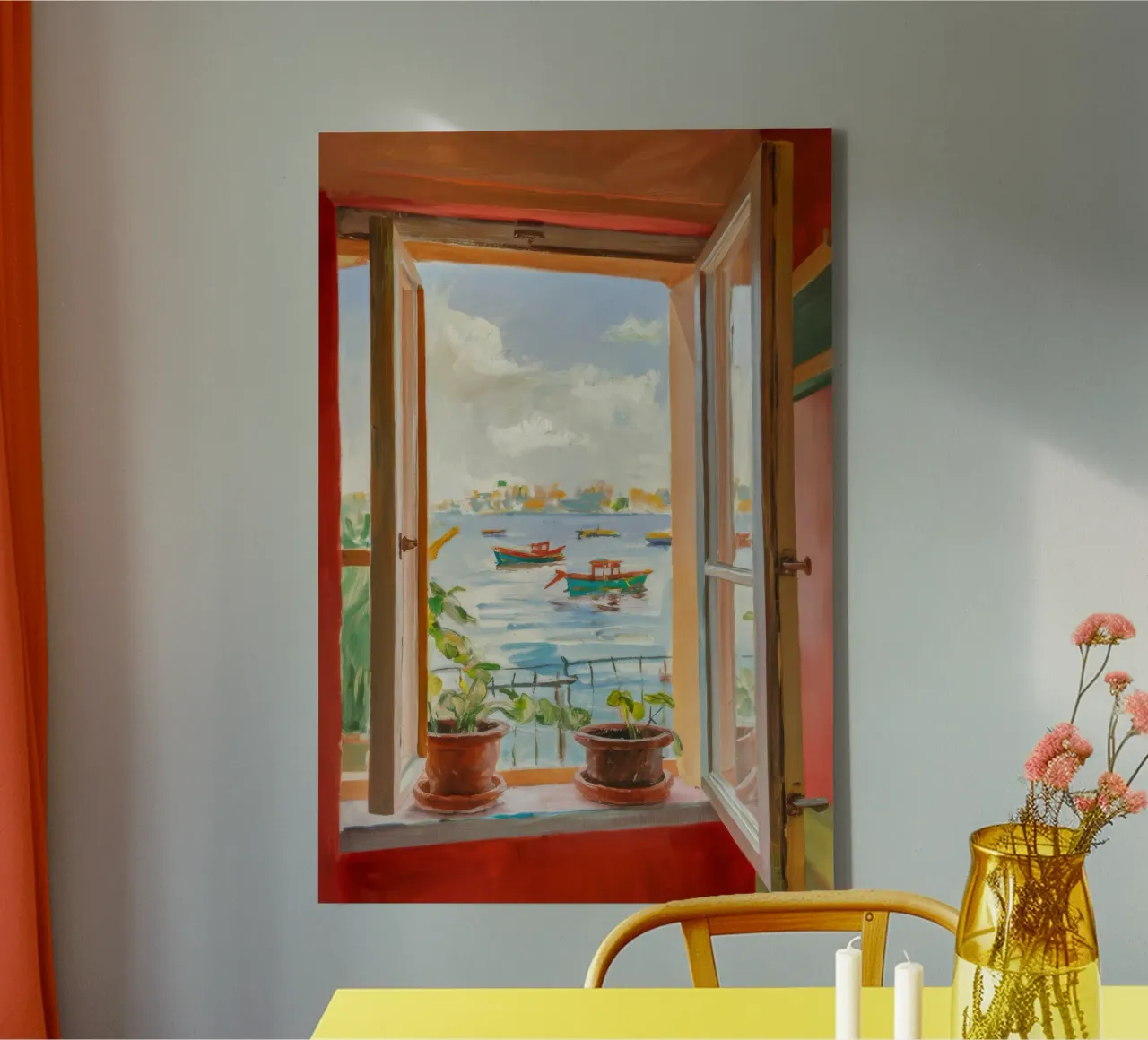 Window Seat Reverie canvas with Floater frame by Haven Mirage