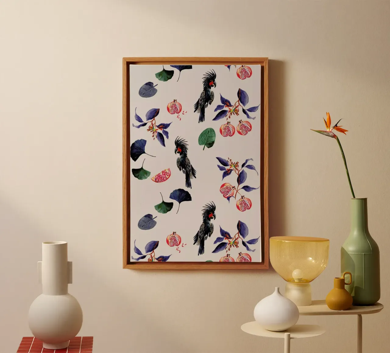 Pomegranates Park Roze canvas with Floater frame by Femke Zwaan