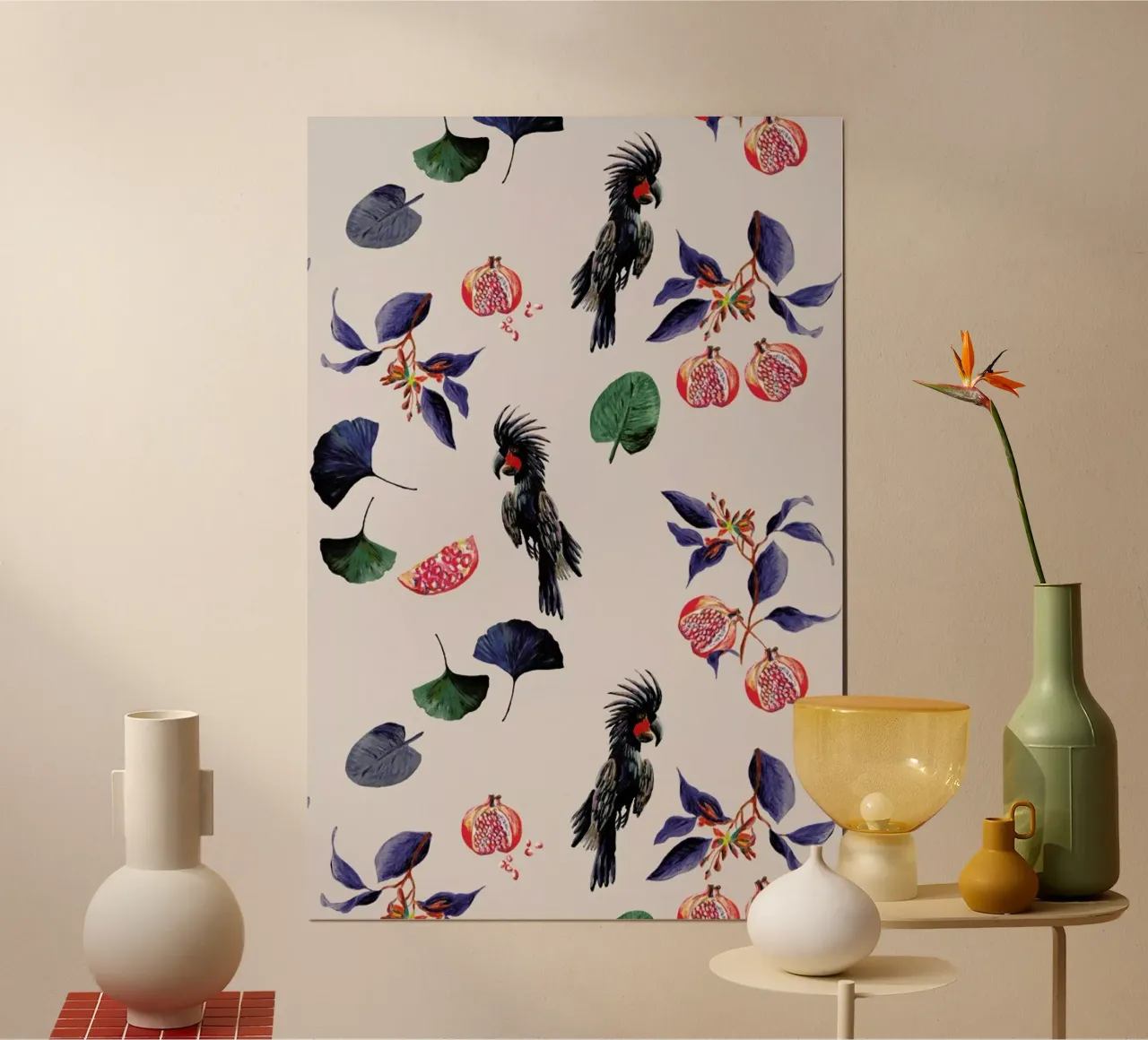 Pomegranates Park Roze poster con telaio in alluminio da Femke Zwaan