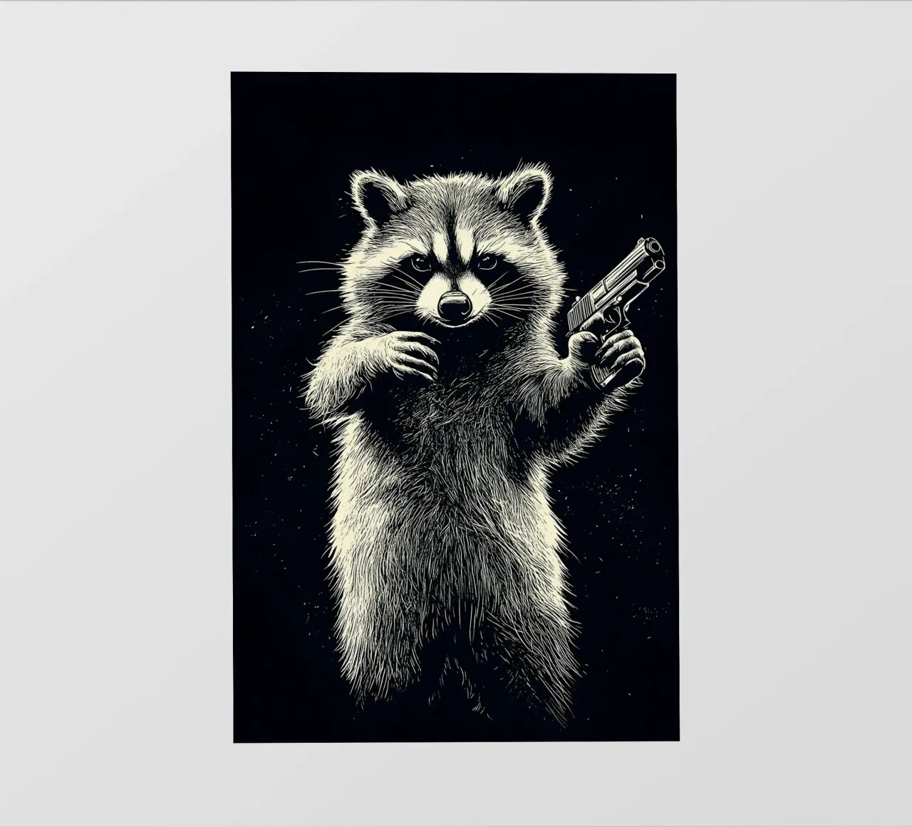 Waschbär mit Pistole telo in pvc da WILD ART
