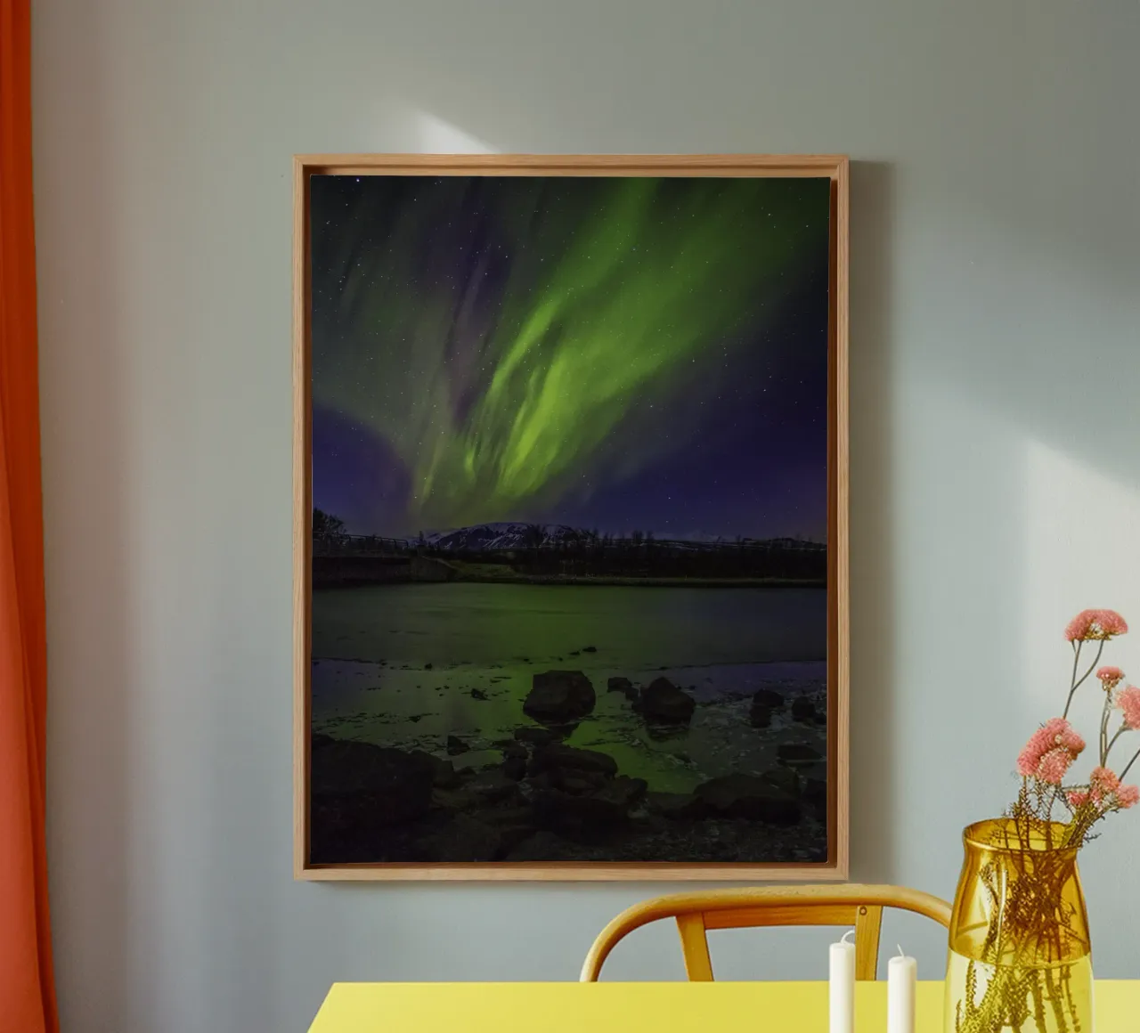 Noorderlicht boven IJsland canvas met Baklijst van PhotoVibe Decor