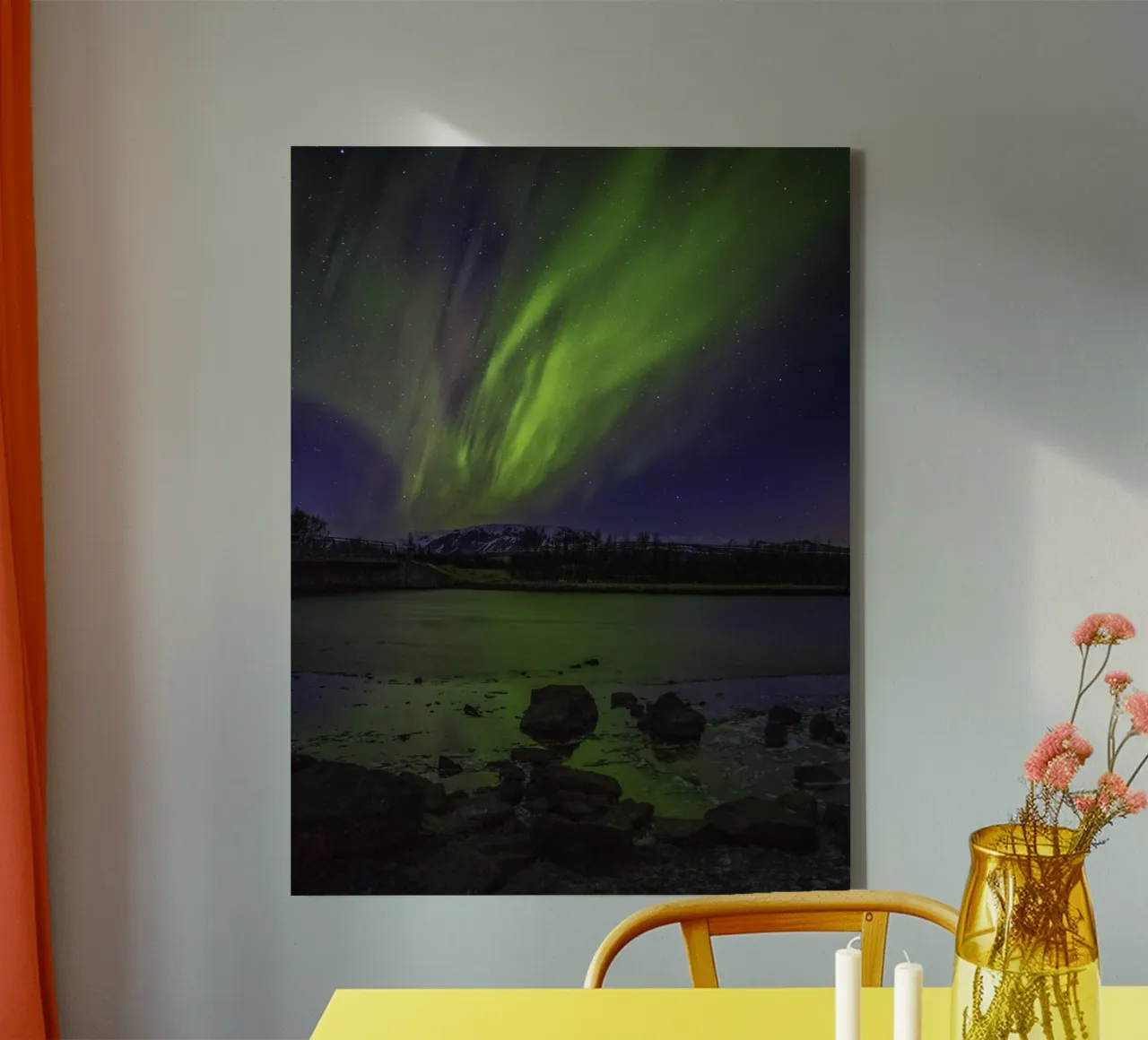 Noorderlicht boven IJsland canvas met Baklijst van PhotoVibe Decor