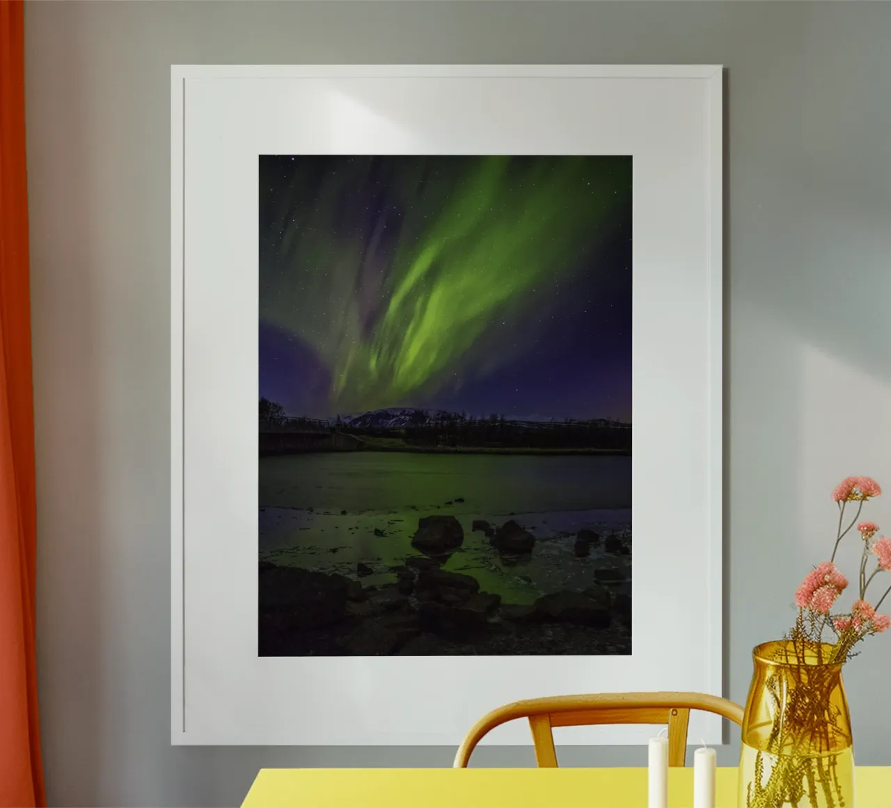 Polarlicht über Island Poster von PhotoVibe Decor
