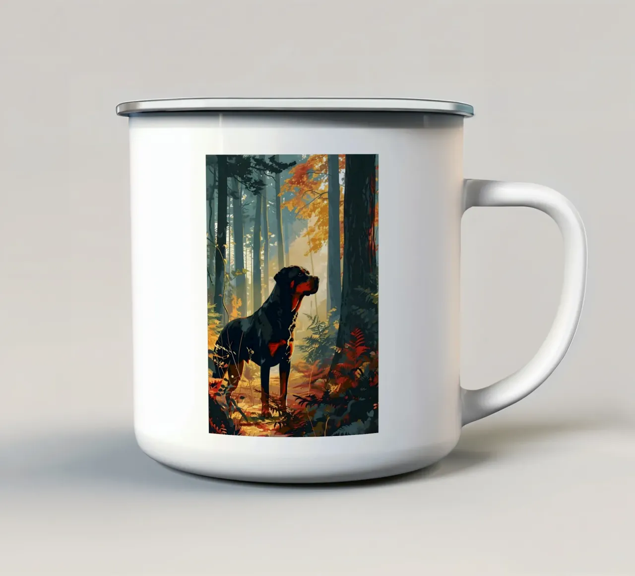 Rottweiler im wald tazza in smalto da WILD ART