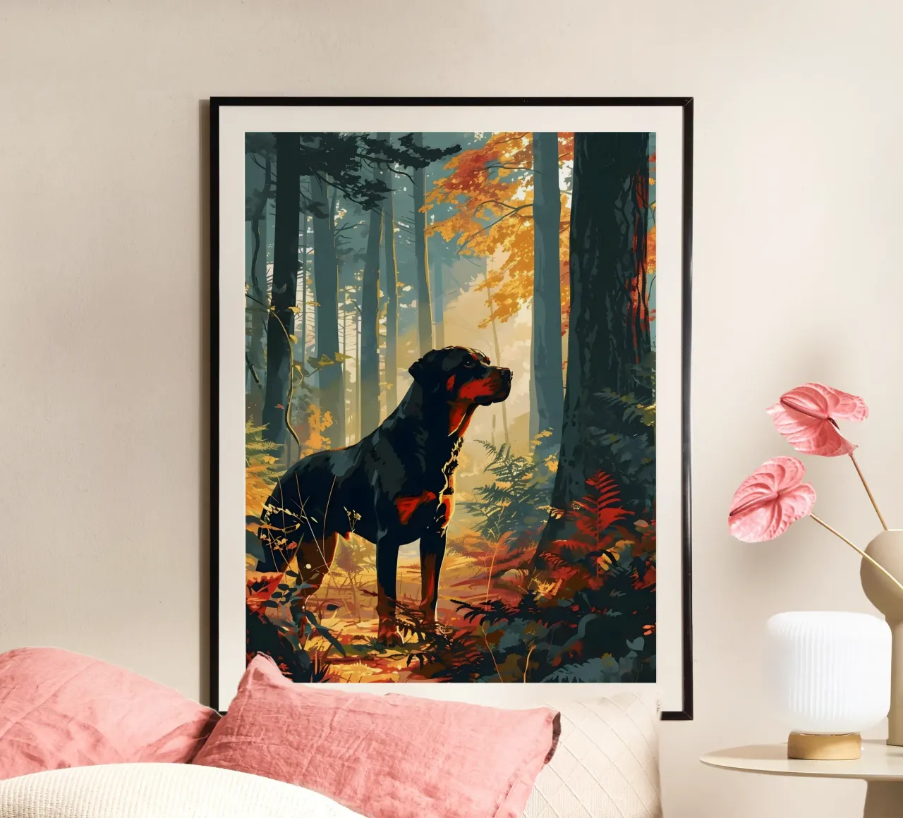 Rottweiler im wald poster da WILD ART