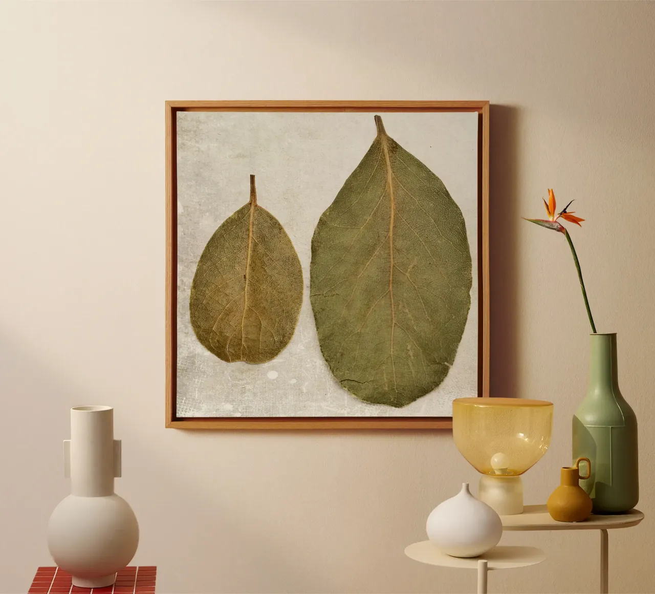 Studio botanico delle foglie tela con Cornice a cassetta da PhotoVibe Decor