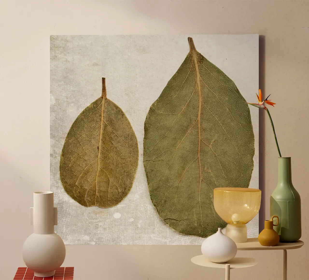 Studio botanico delle foglie tela con Cornice a cassetta da PhotoVibe Decor