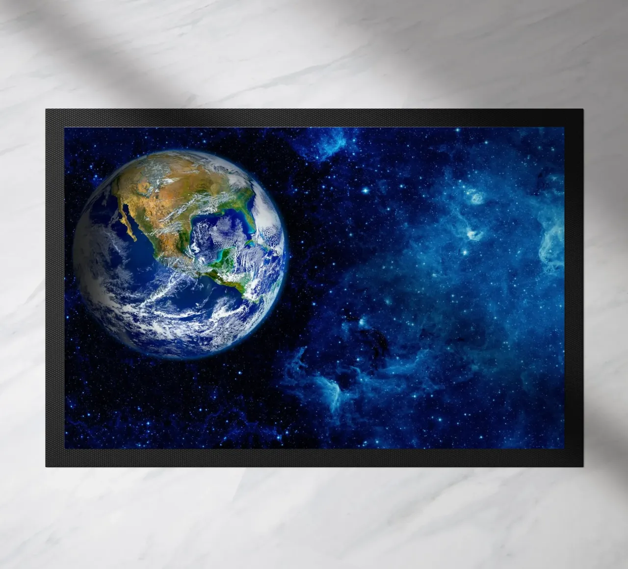 Earth in Deep Space doormat by PhotoVibe Decor