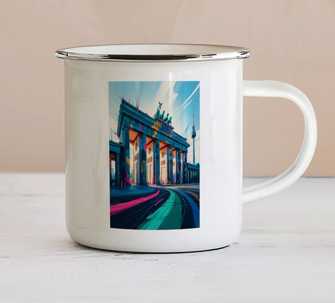 Berlin Brandenburger Tor Emaille Tasse von Vintage Travel Art