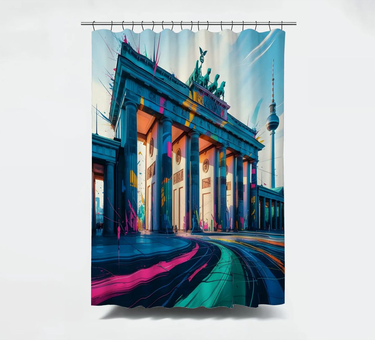 Berlin Brandenburger Tor Duschvorhang von Vintage Travel Art
