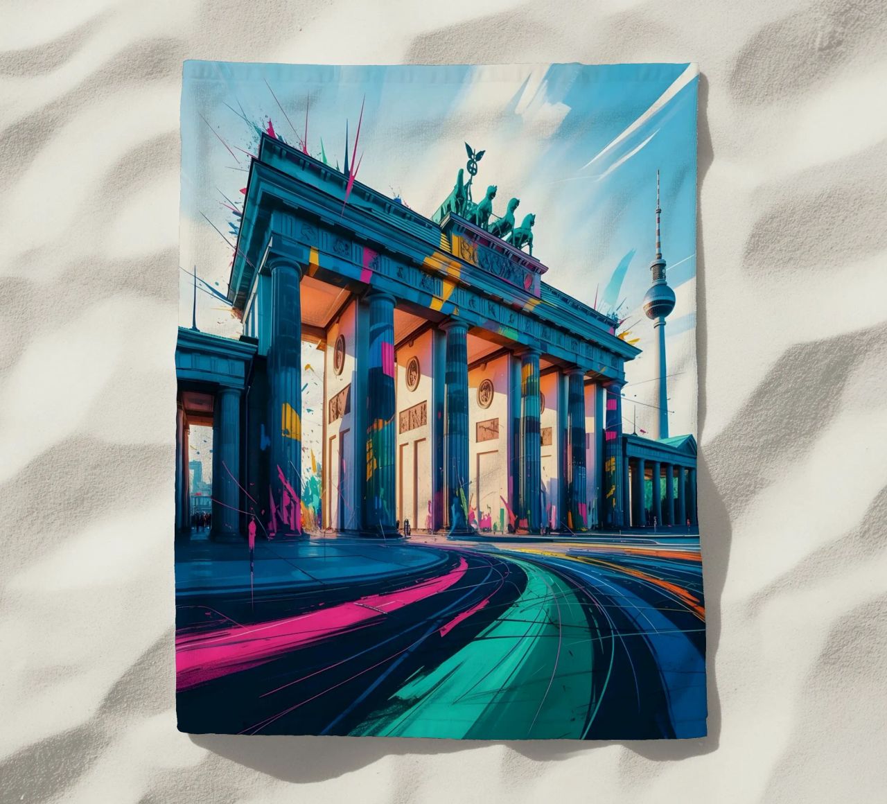 Berlin Brandenburger Tor Strandtuch von Vintage Travel Art
