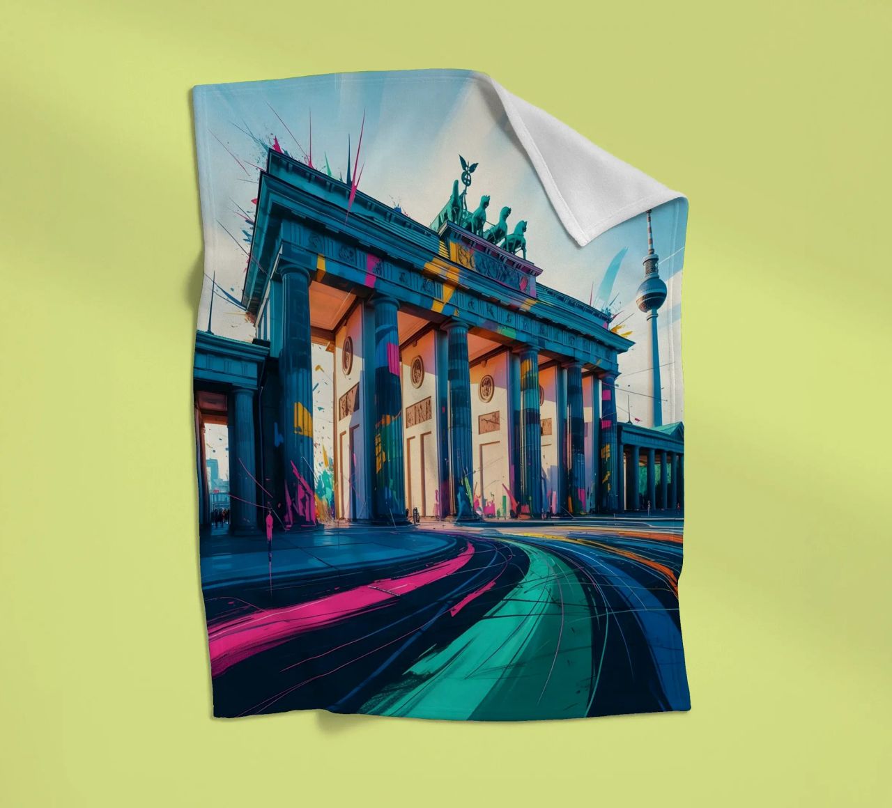 Berlin Brandenburger Tor Fleecedecke von Vintage Travel Art