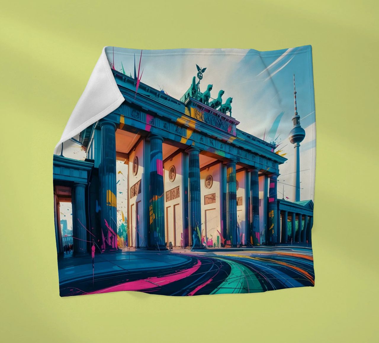 Berlin Brandenburger Tor Fleecedecke von Vintage Travel Art