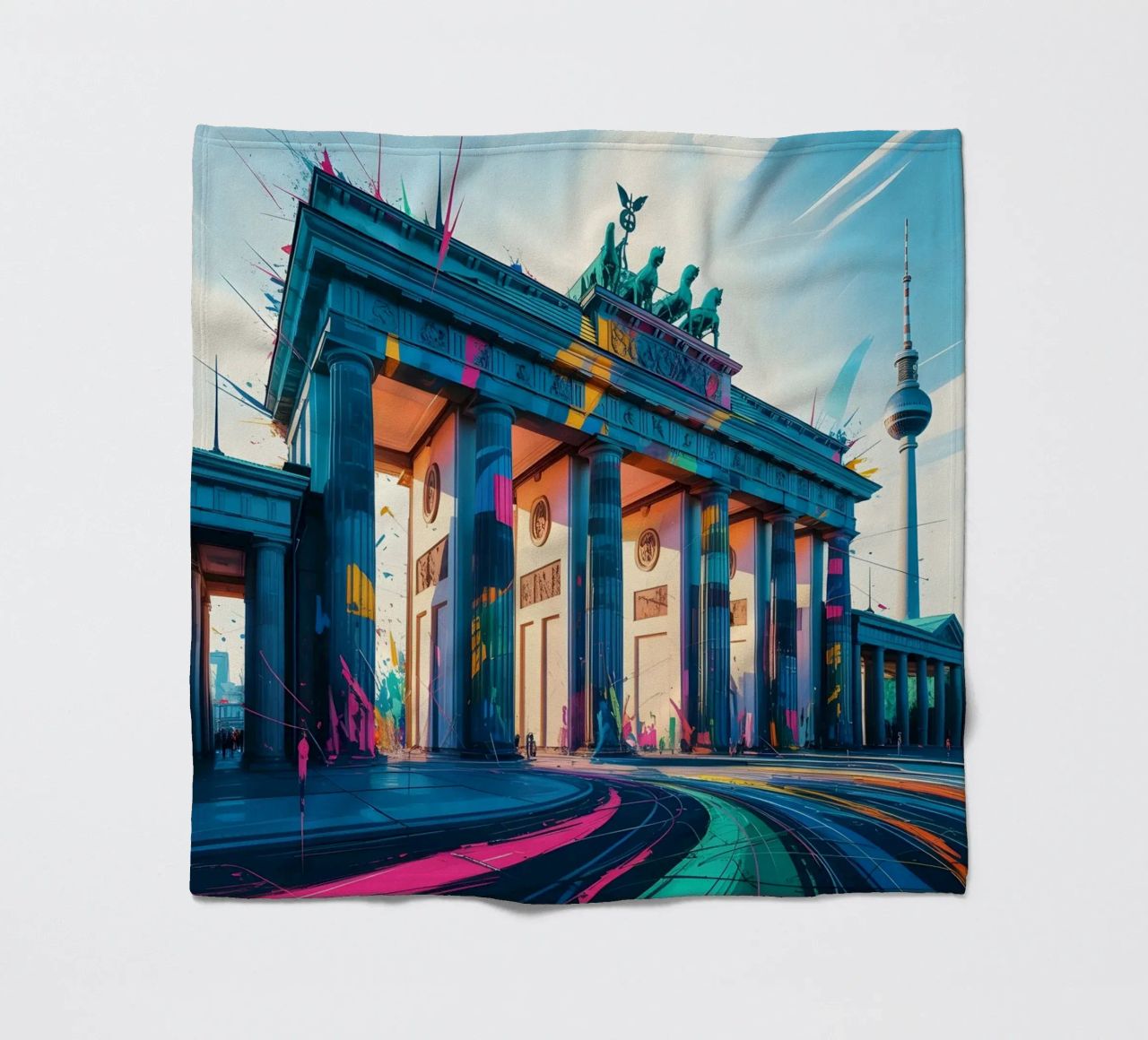 Berlin Brandenburger Tor Fleecedecke von Vintage Travel Art