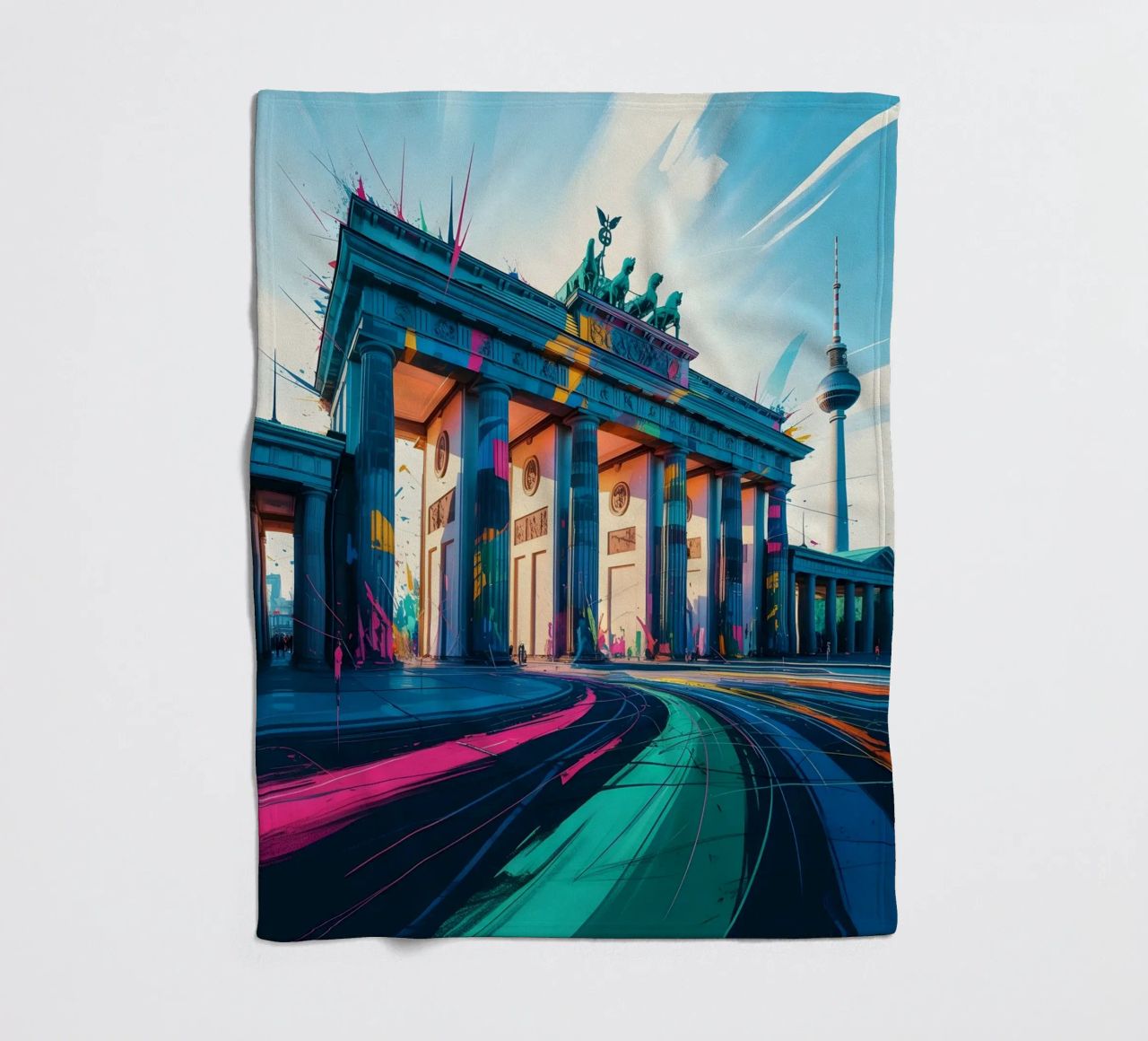 Berlin Brandenburger Tor Fleecedecke von Vintage Travel Art