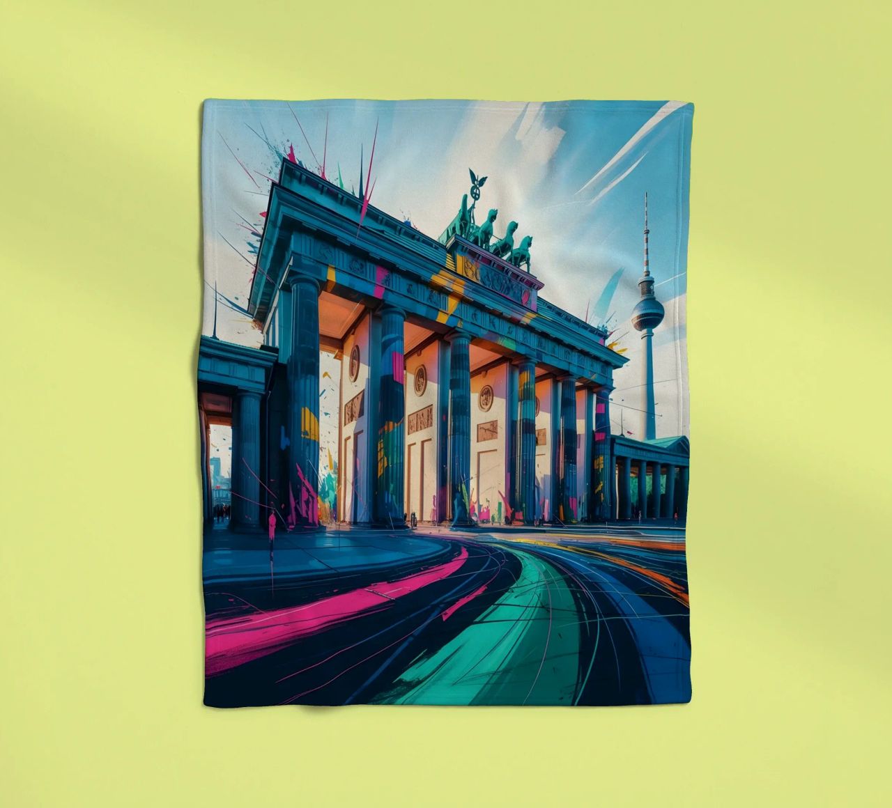 Berlin Brandenburger Tor Fleecedecke von Vintage Travel Art
