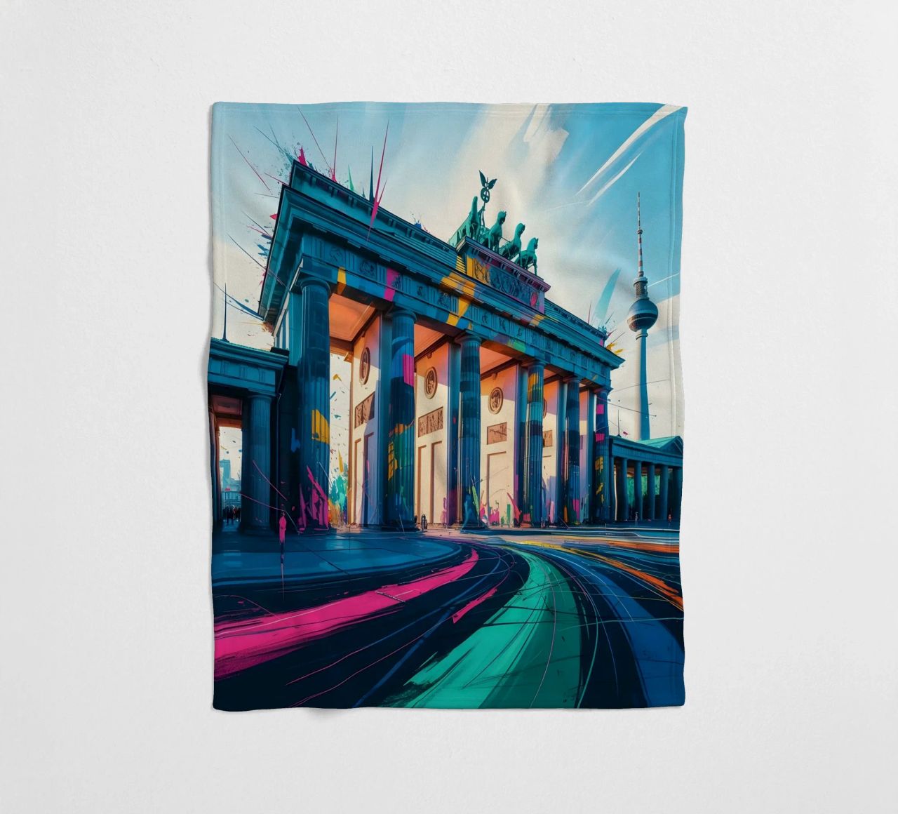 Berlin Brandenburger Tor Fleecedecke von Vintage Travel Art