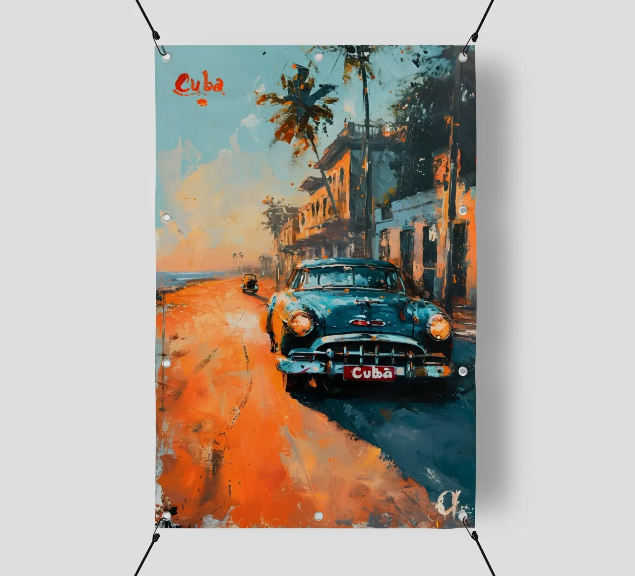 Kuba Oldtimer Kunst telo in pvc da Vintage Travel Art