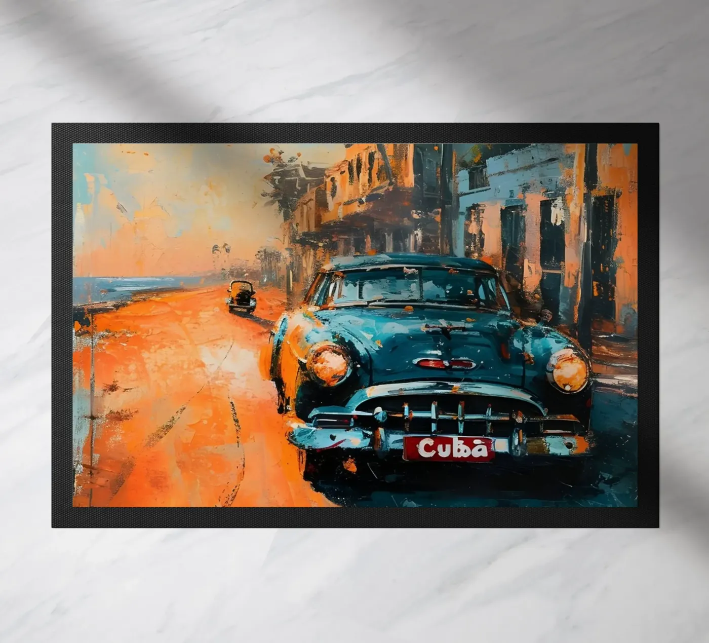 Kuba Oldtimer Kunst doormat by Vintage Travel Art