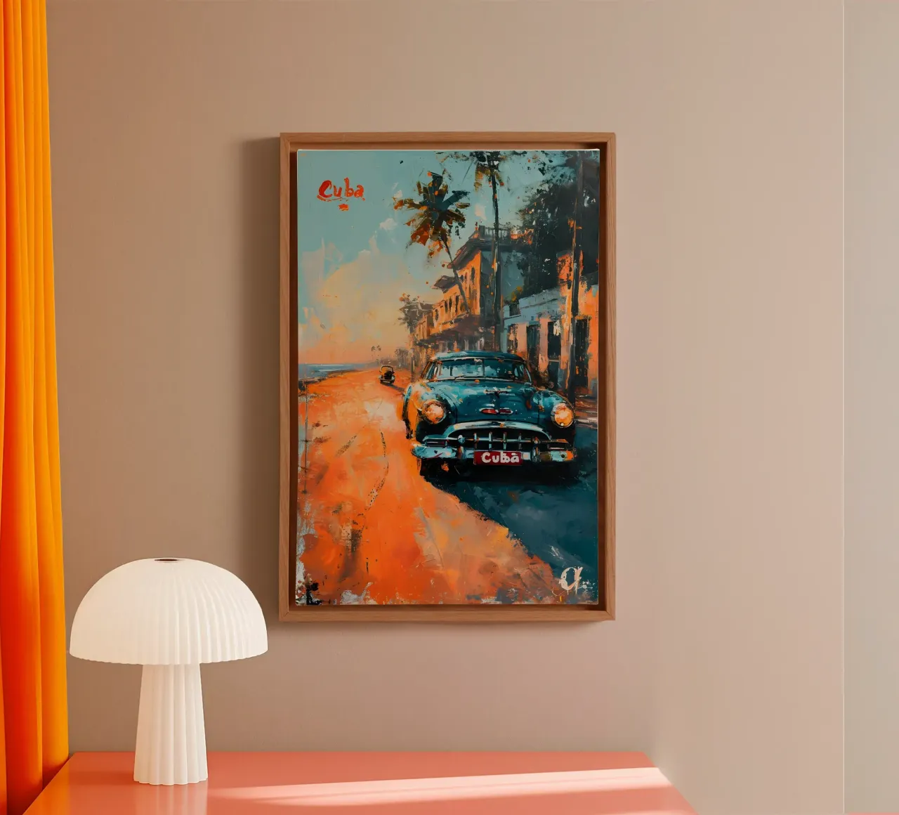 Kuba Oldtimer Kunst tela con Cornice a cassetta da Vintage Travel Art