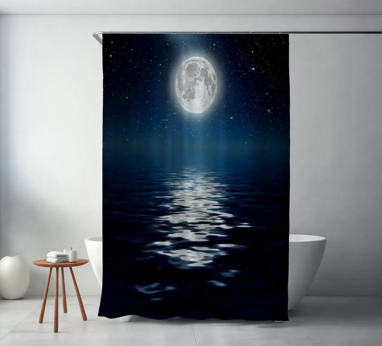 Chiaro di luna sull'oceano tenda da doccia da PhotoVibe Decor