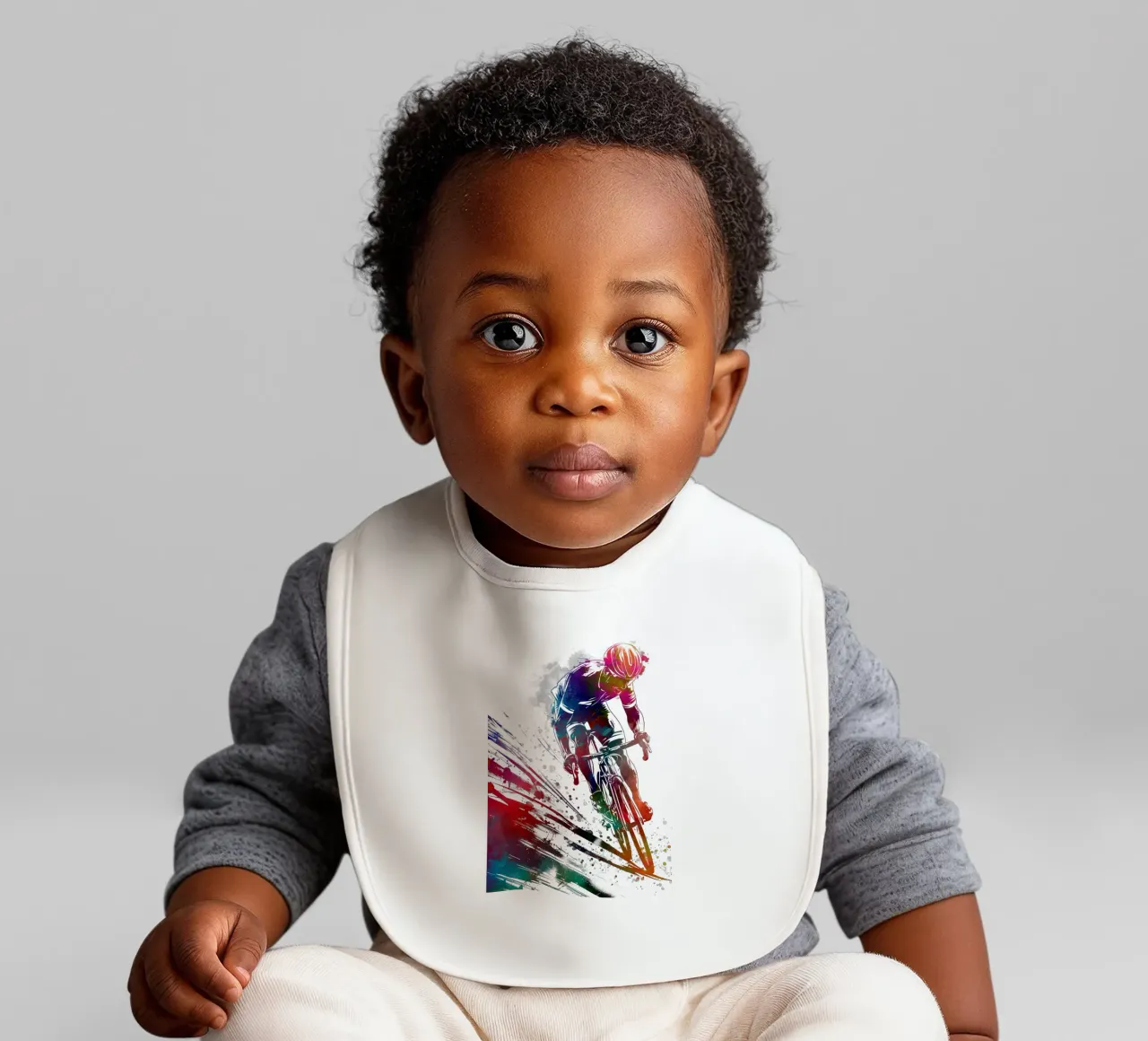 Cycling sport art white baby bib by SPORT