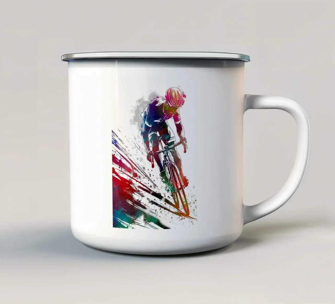 Wielersport kunst wit emaille mok van SPORT
