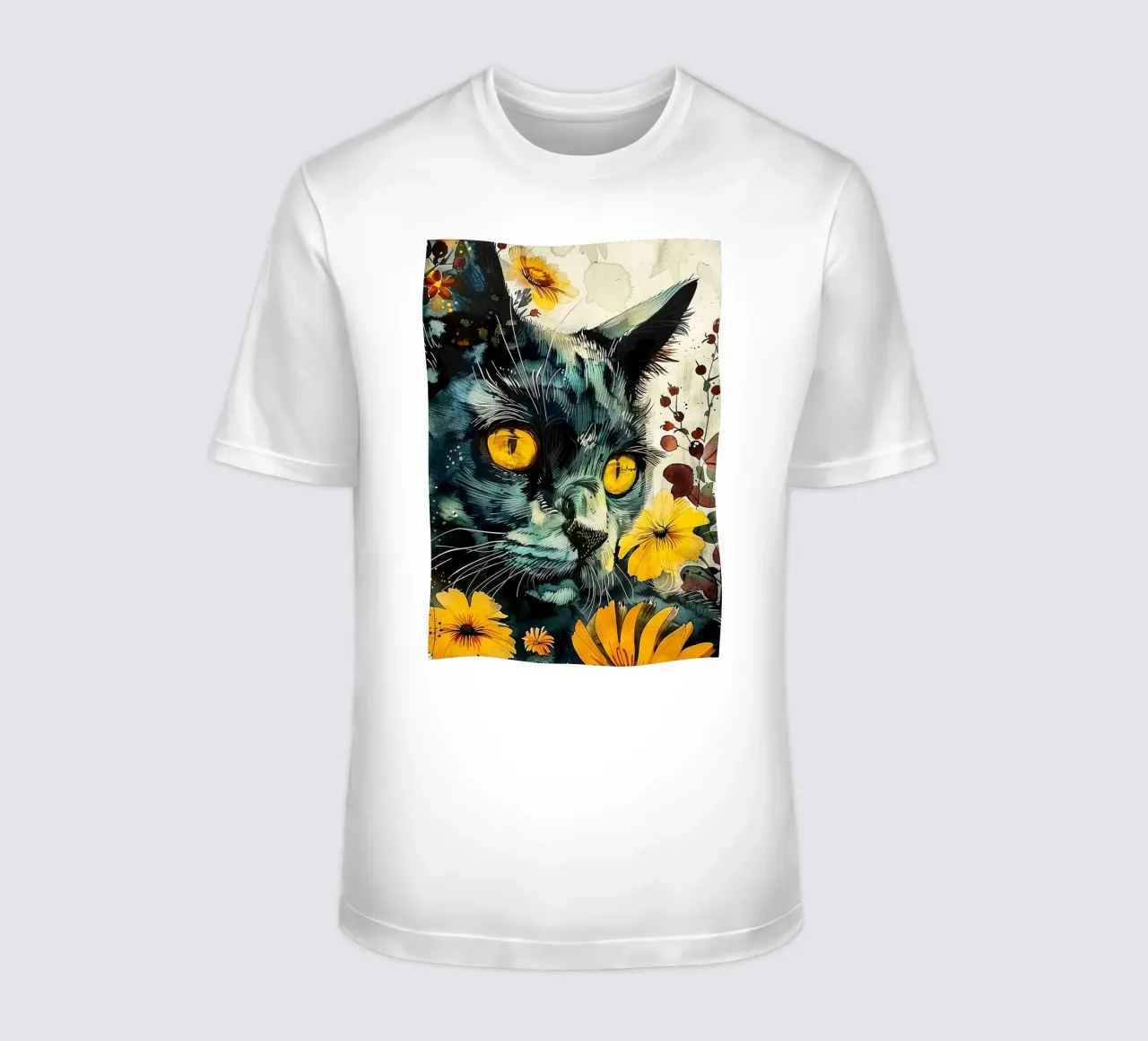 Gatto nero t-shirt da Lionmixart
