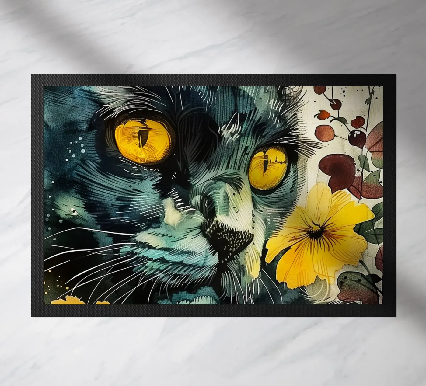 Gatto nero zerbino da Lionmixart