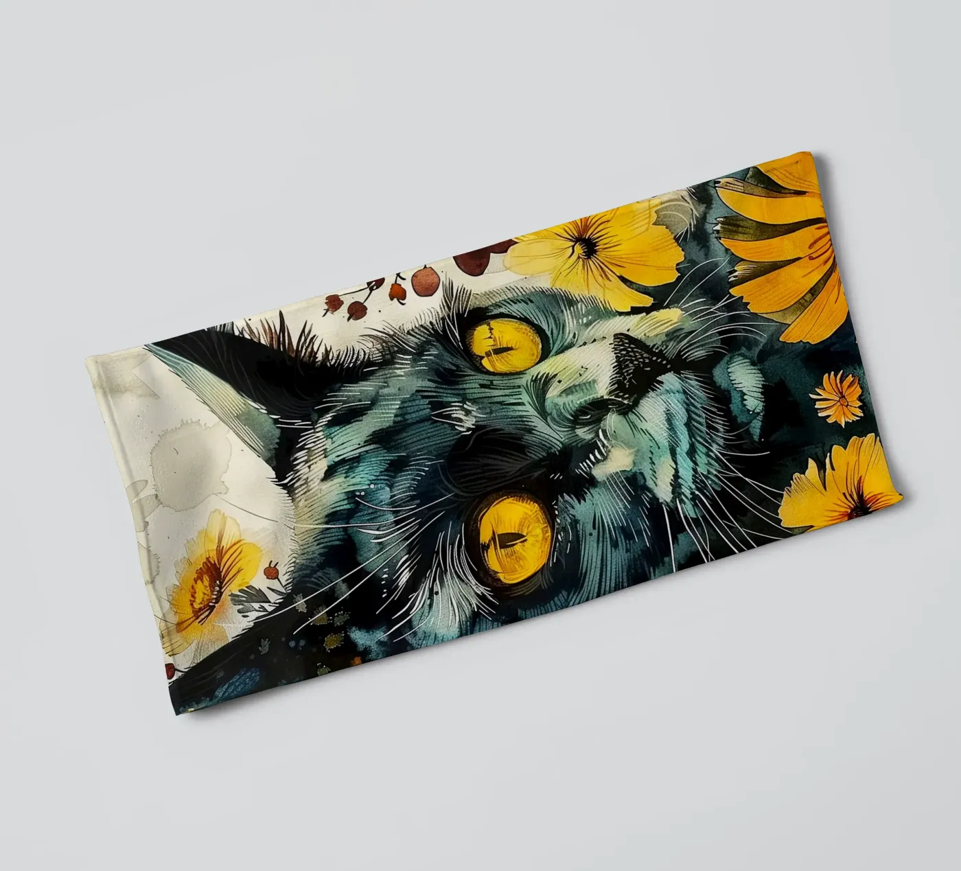 Black cat towel by Lionmixart