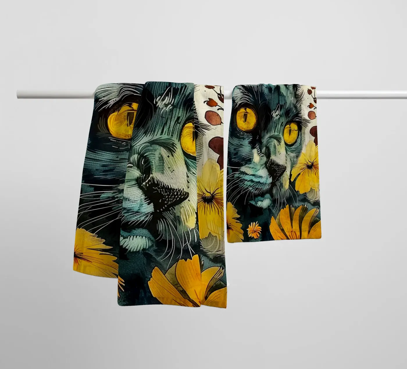 Black cat towel by Lionmixart