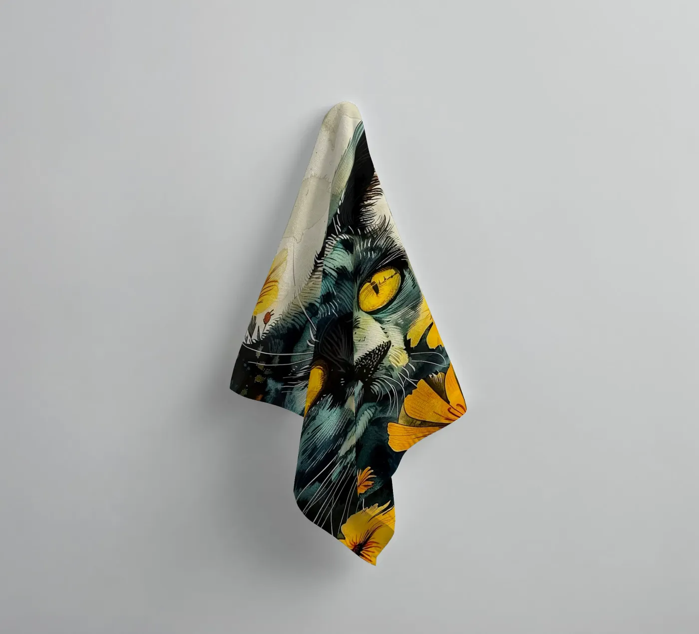 Black cat towel by Lionmixart