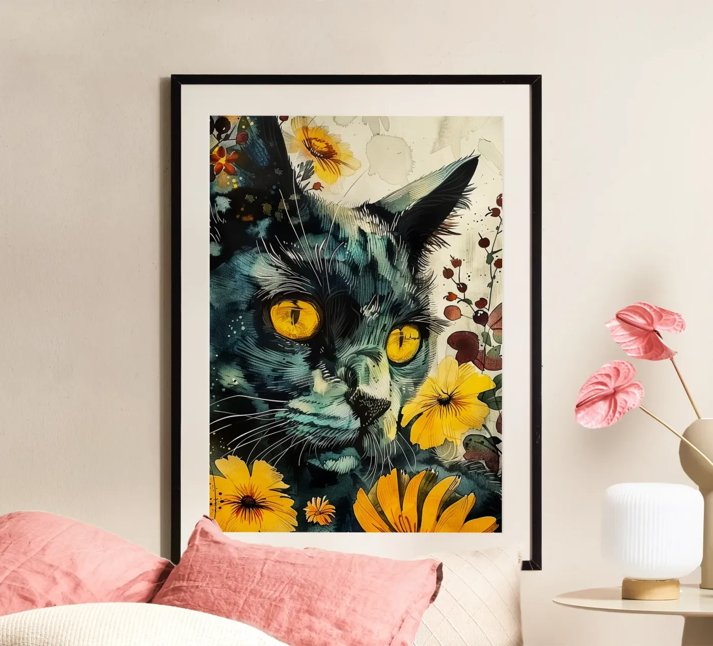 Gatto nero poster da Lionmixart