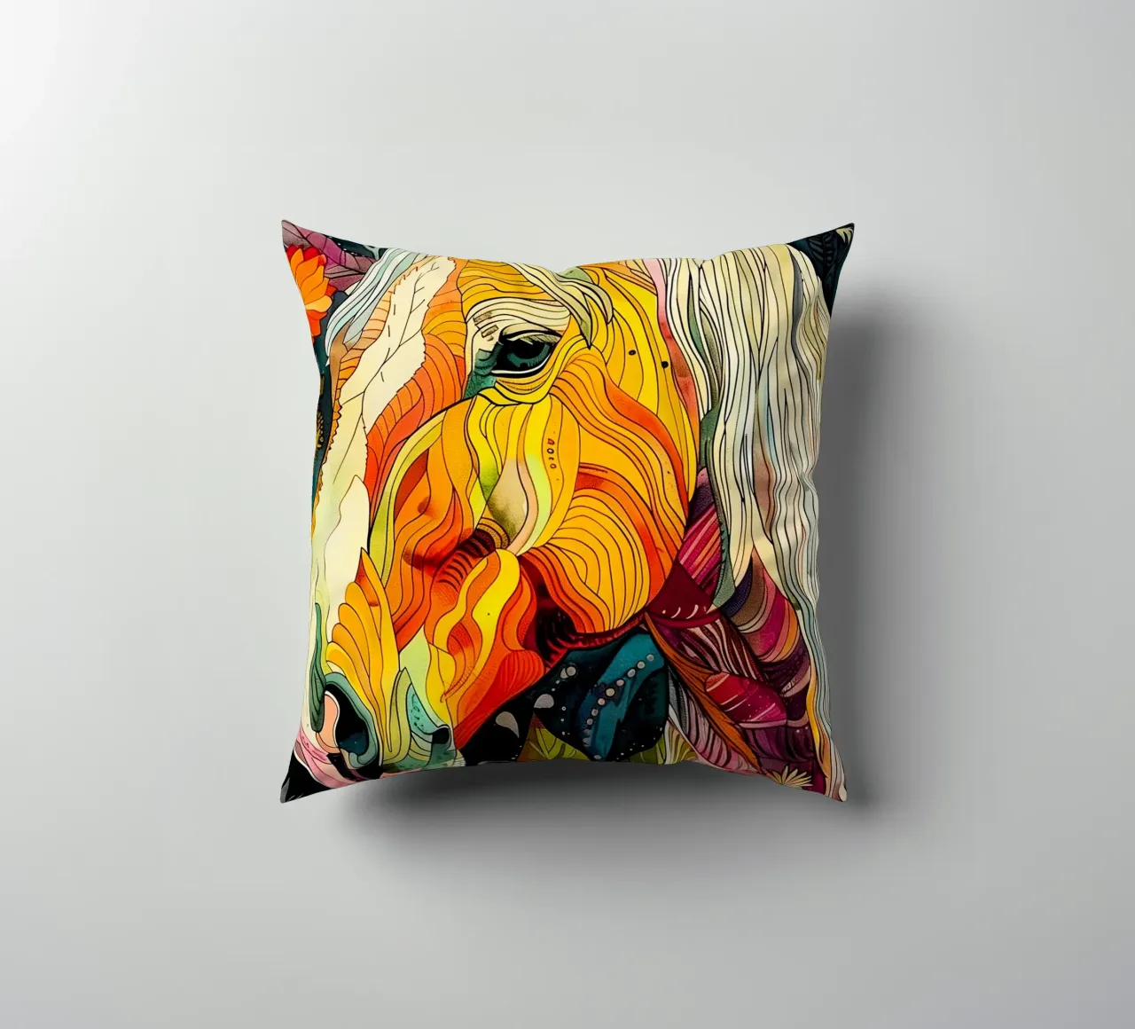 Horse decorative cushion by Lionmixart